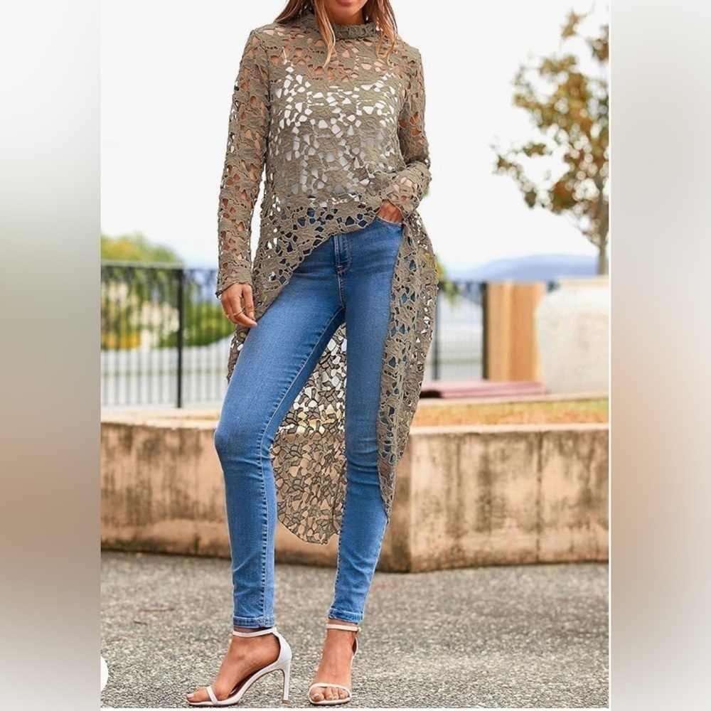 PRETTYGARDEN Long Sleeve Round Neck High Low
Asymmetrical Tops - Picture 3 of 10